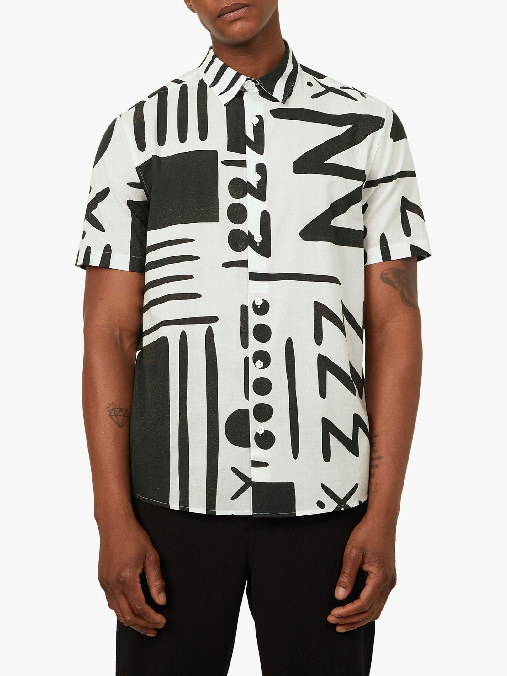 Warehouse Cotton Abstract Print Short Sleeve Shirt, Multi