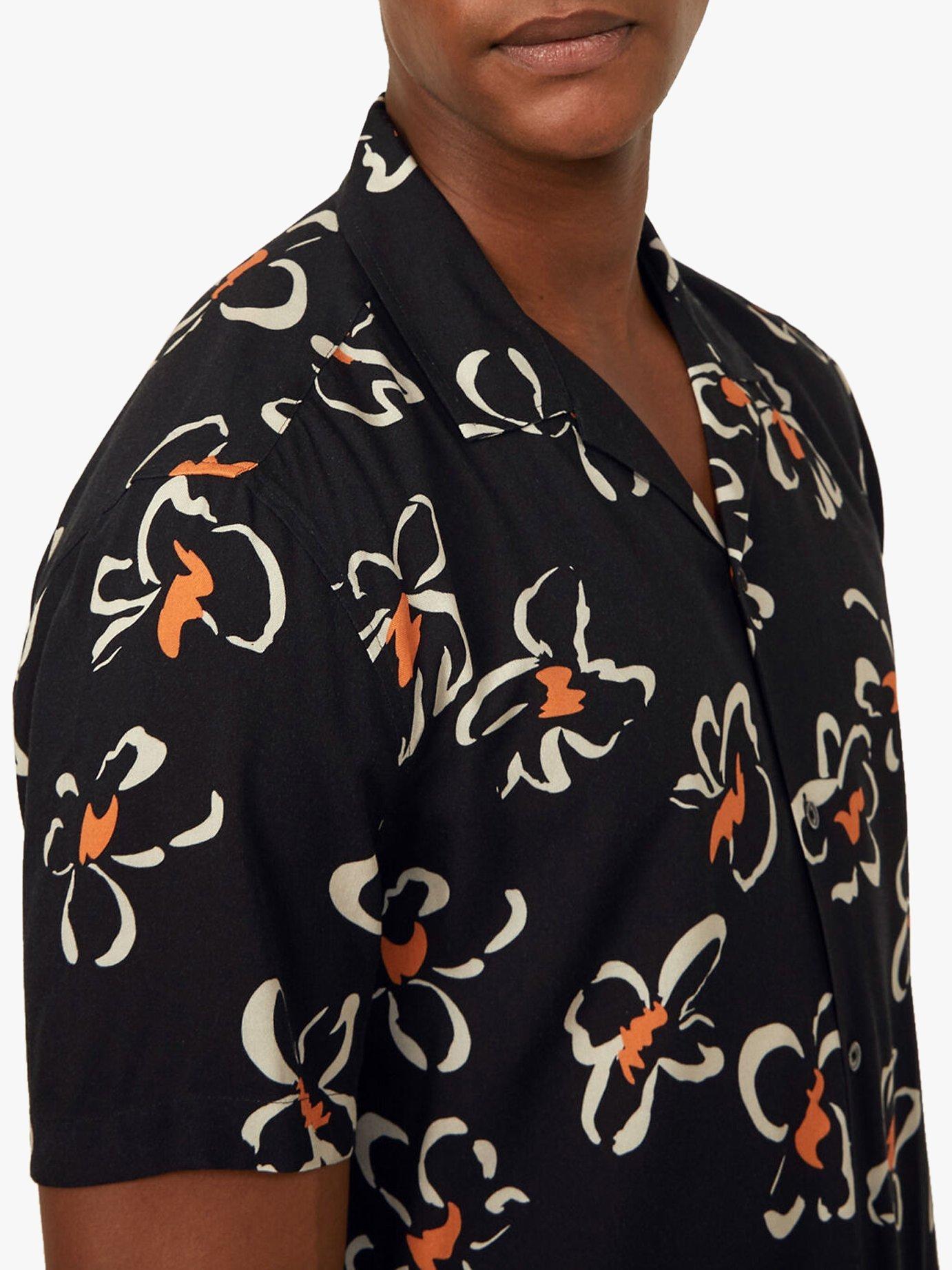 Product image 5 of 5, which shows Warehouse Cuban Collar Floral Print Short Sleeve Shirt, Black Pattern, M
