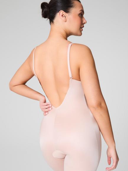 Spanx SPANXshape™ Medium Compression Suit Your Fancy Plunge Low-Back Mid-Thigh Bodysuit - view 2, Nude
