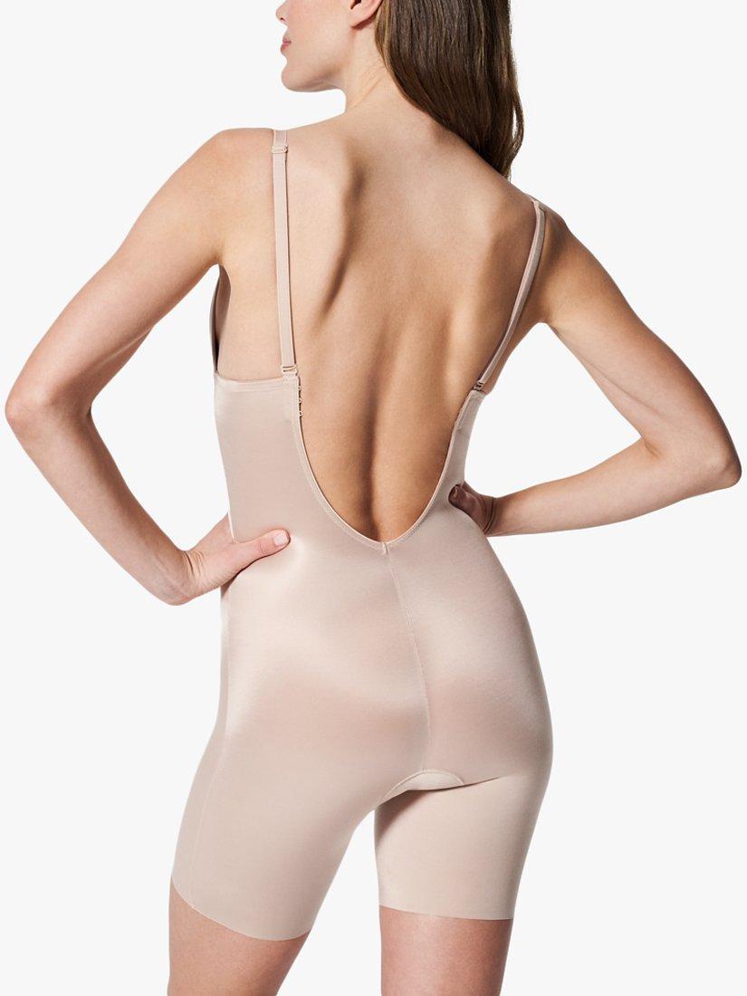 Product image 5 of 11, which shows Spanx SPANXshape™ Suit Your Fancy Plunge Low-Back Mid-Thigh Bodysuit, Nude, S
