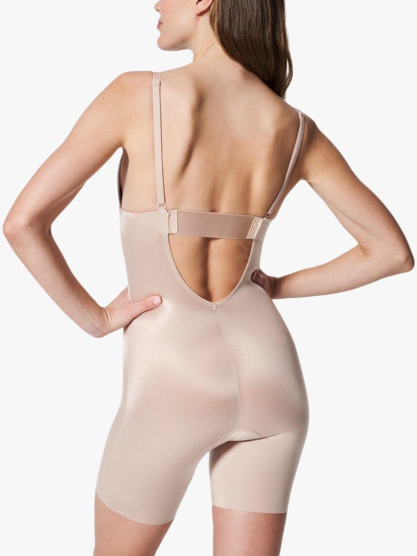 Product image 6 of 11, which shows Spanx SPANXshape™ Suit Your Fancy Plunge Low-Back Mid-Thigh Bodysuit, Nude, S