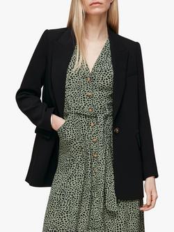 Whistles Crepe Single Buttoned Blazer, Black, Black
