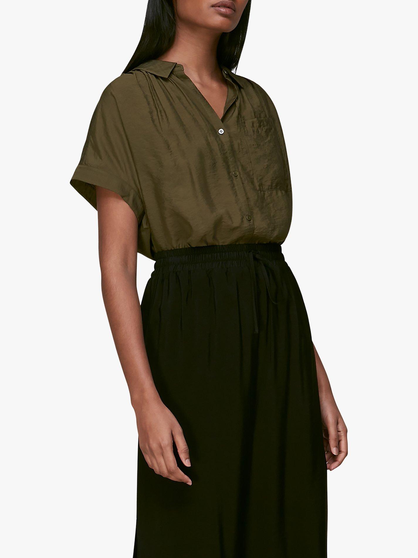 Product image 1 of 3, which shows Whistles Nicola Relaxed Shirt, Khaki, XS