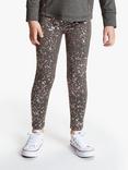 John Lewis & Partners Girls' Athleisure Foil Leggings, Charcoal