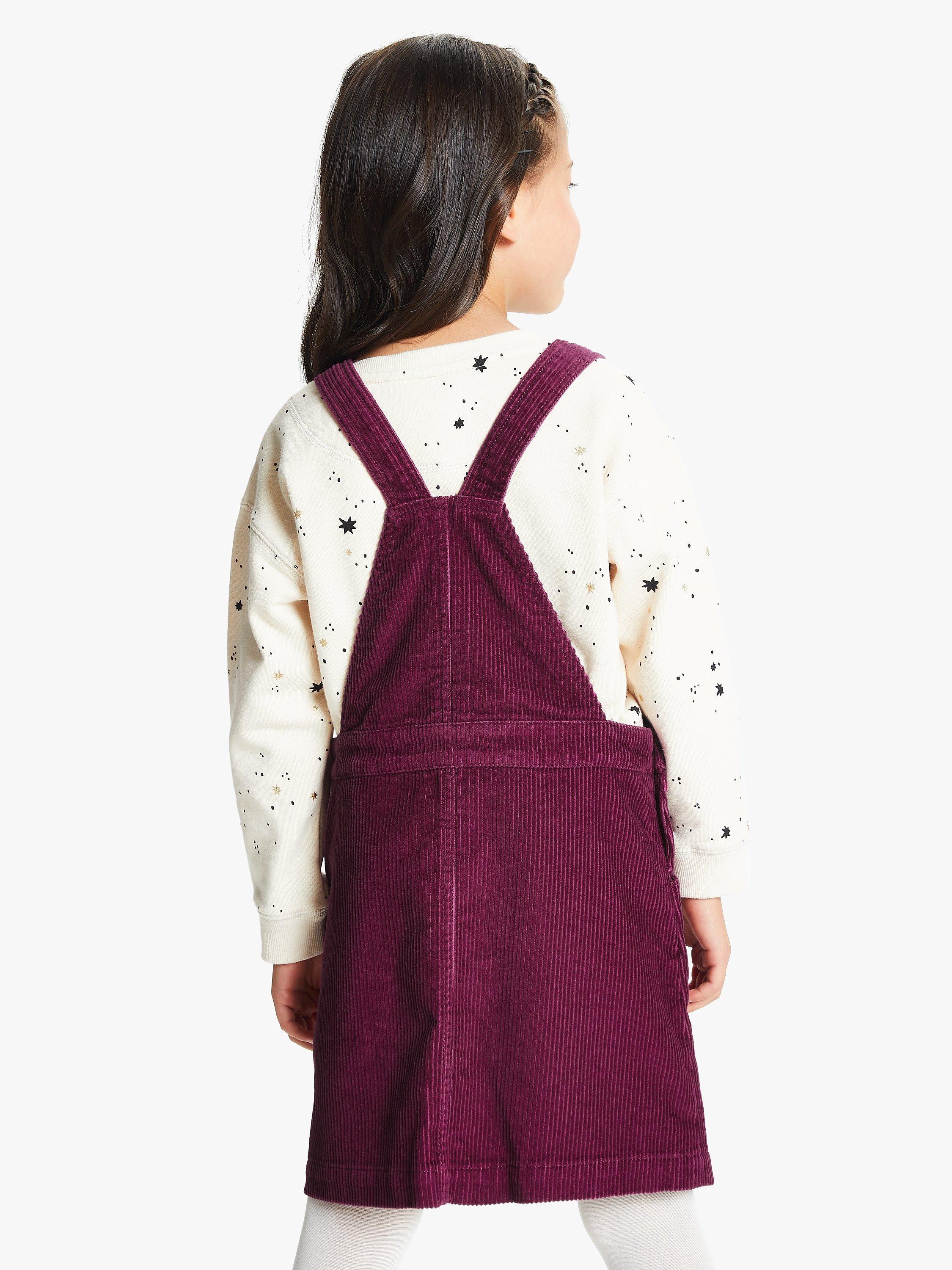 John Lewis Kids Corduroy Pinafore Dress Berry