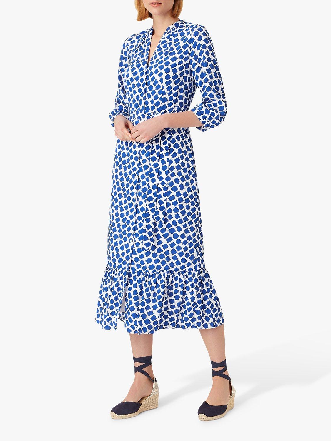 Hobbs Magda Shirt Dress, Cobalt/White
