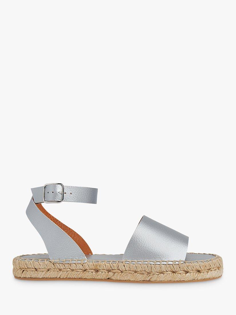 Whistles Lula Leather Espadrille Sandals, Silver