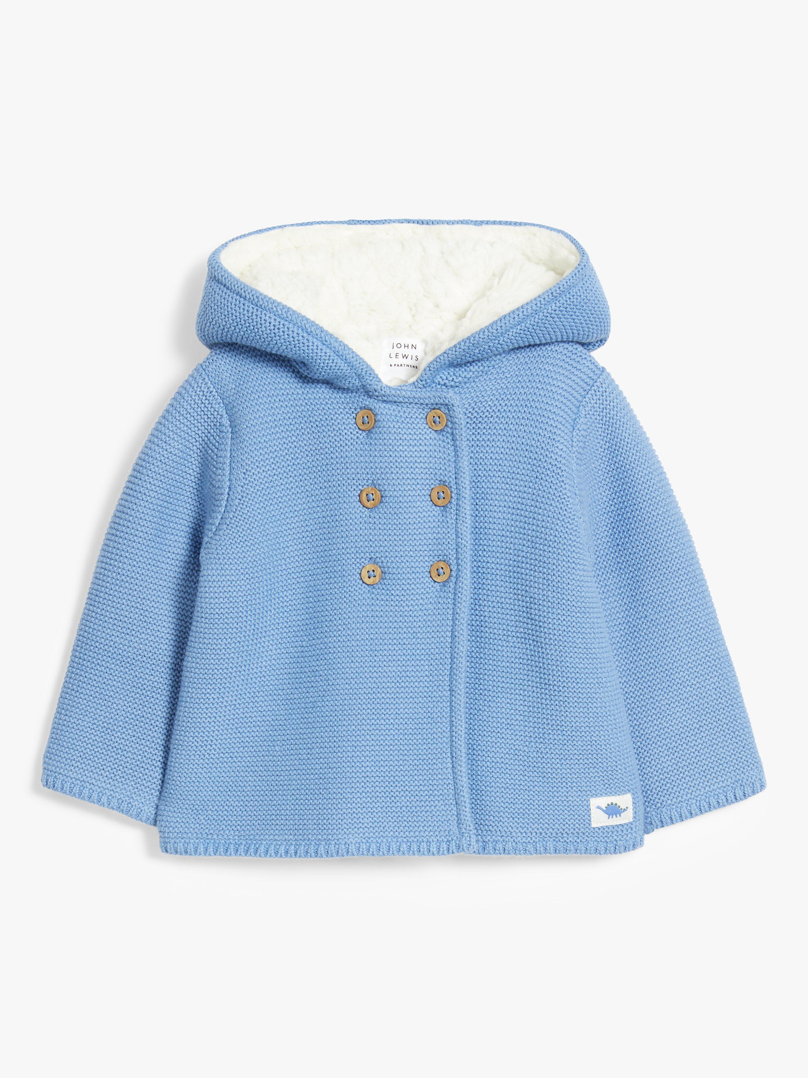 John Lewis Baby Organic Cotton Classic Knit Borg Hoodie Jacket