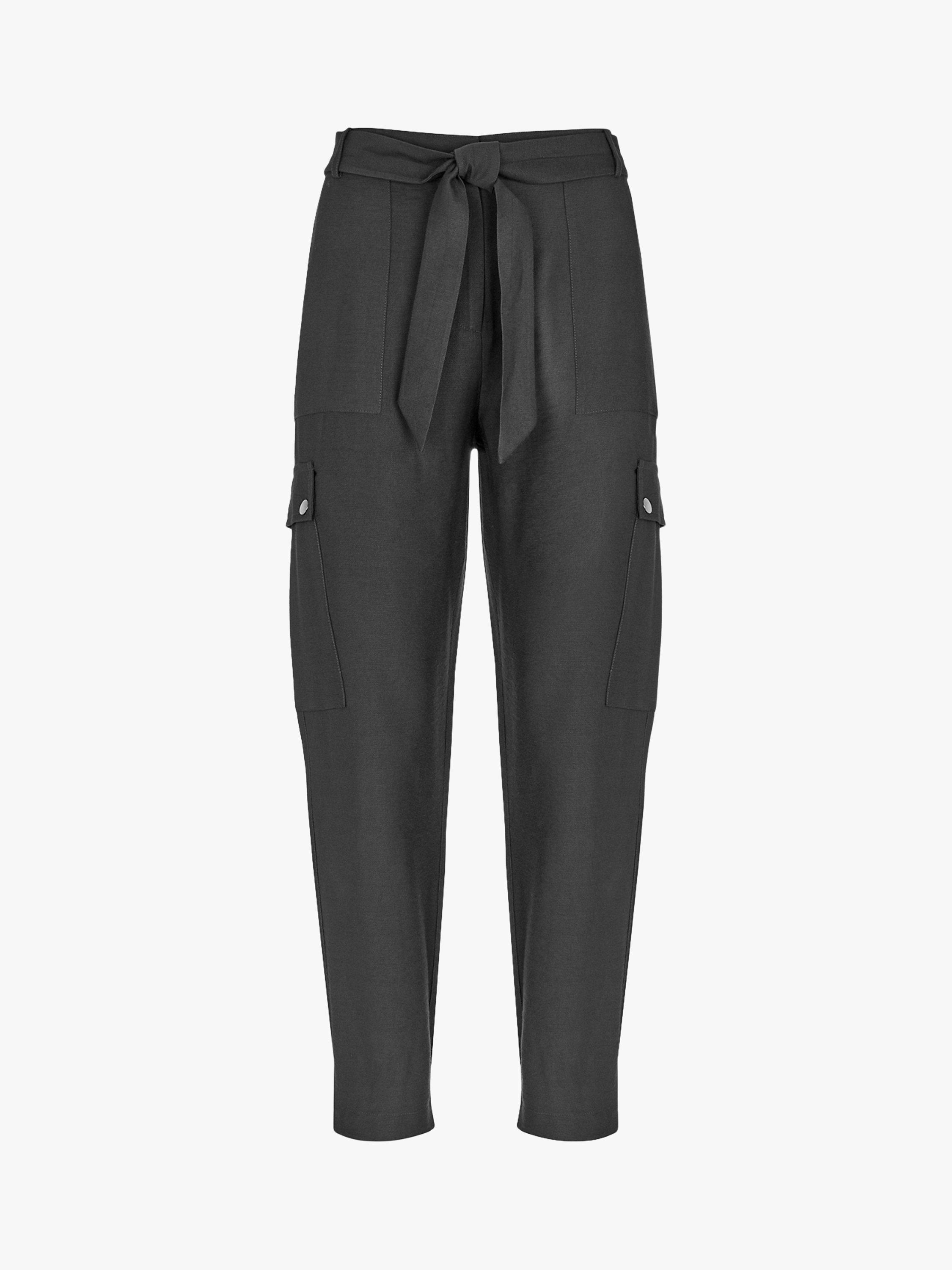 Mint Velvet Belted Cargo Trousers, Black
