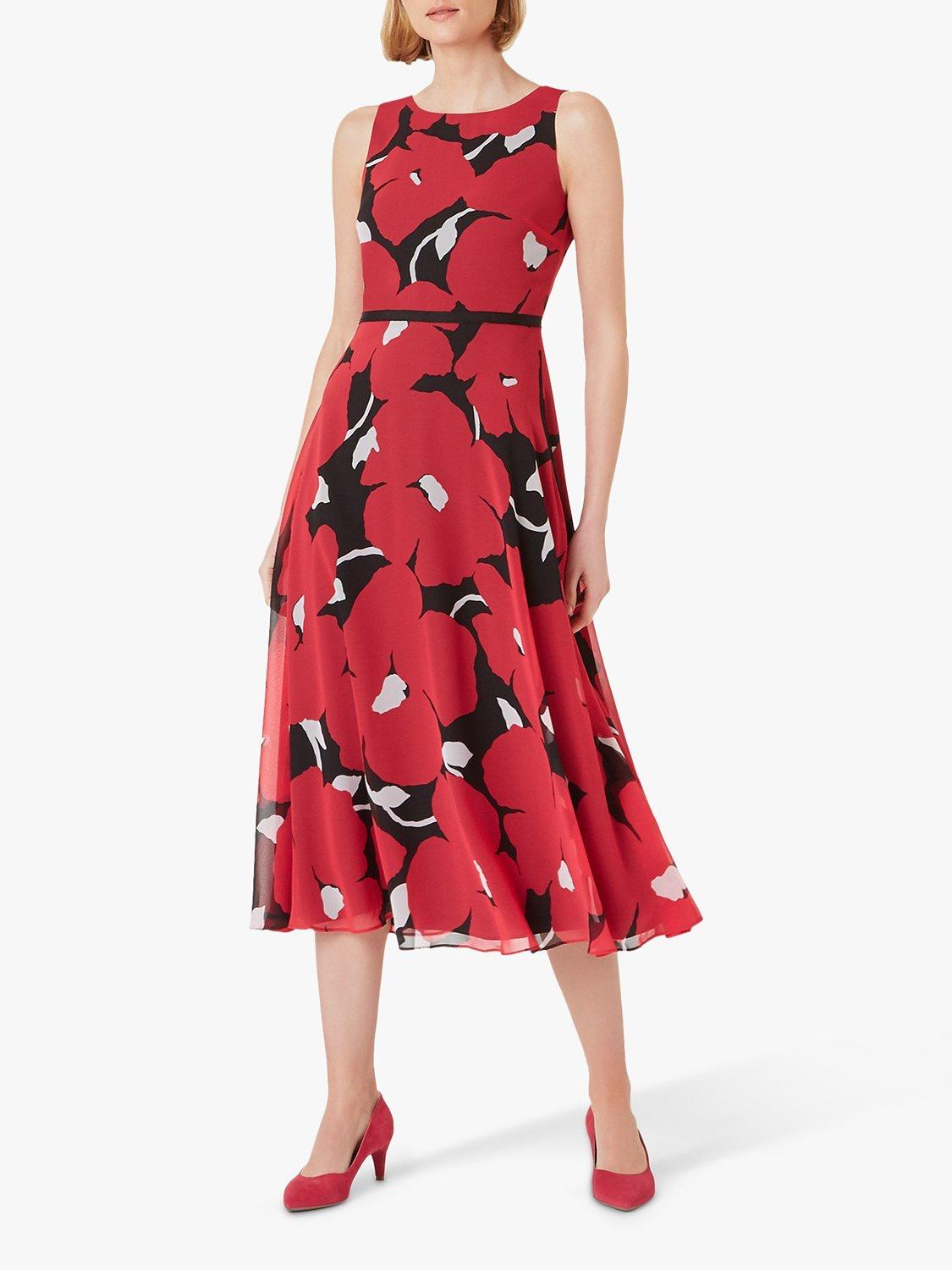 Hobbs Carly Floral Dress, Pink/Black