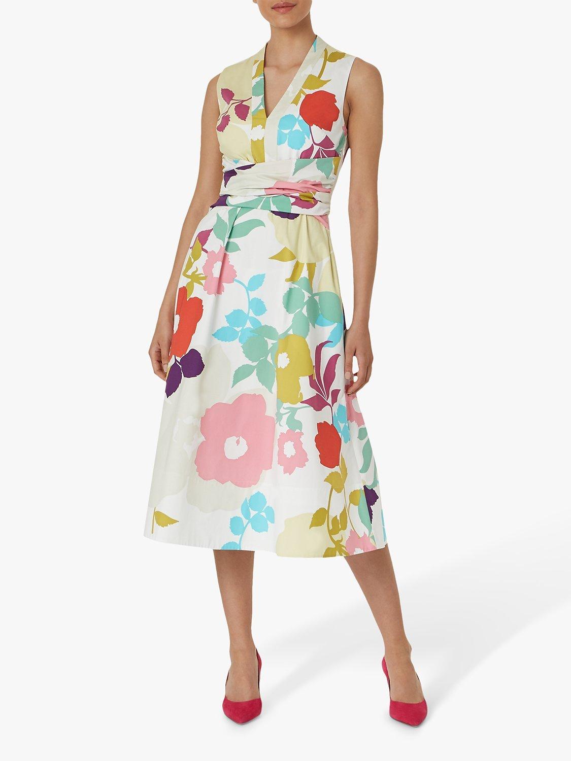 Hobbs Marie Floral Midi Dress, White