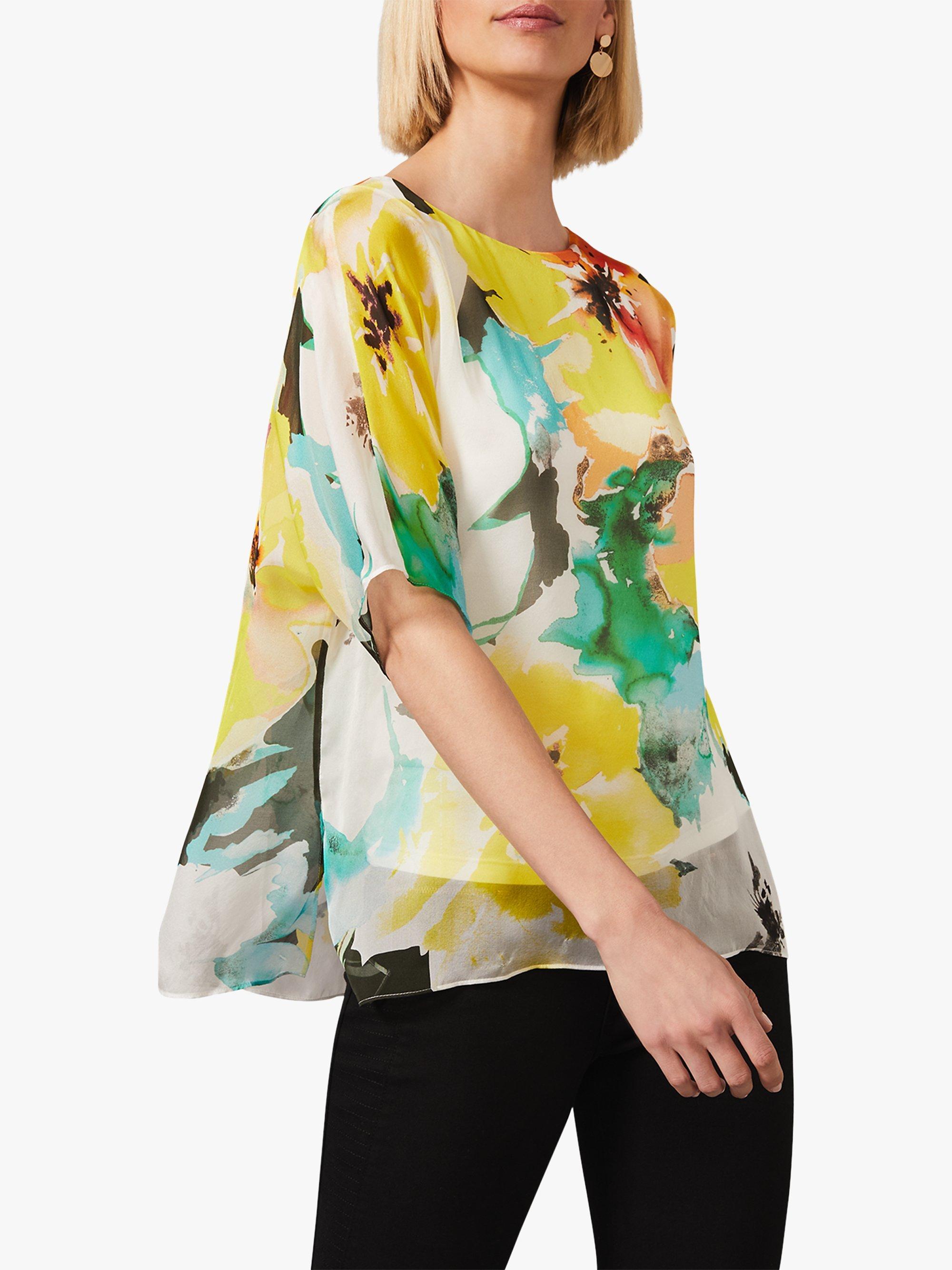 Phase Eight Melita Floral Print Silk Blouse, Multi