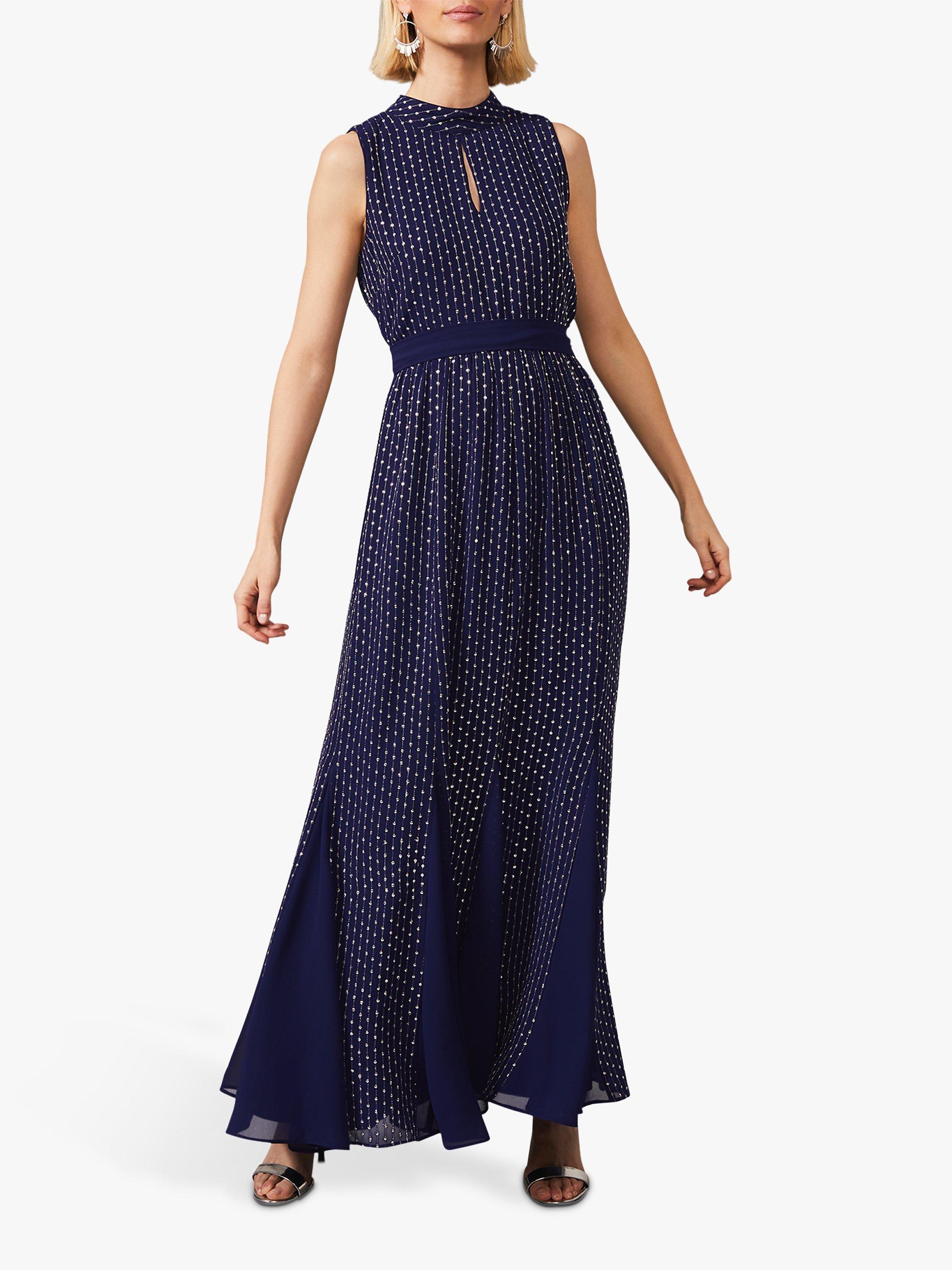 Phase Eight Collection 8 Pippa Spot Print Blouson Maxi Dress Cobalt