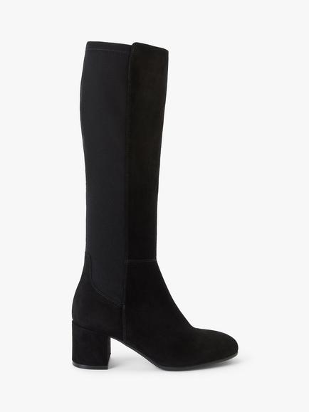 John Lewis Sadie Suede Knee High Boots, Black