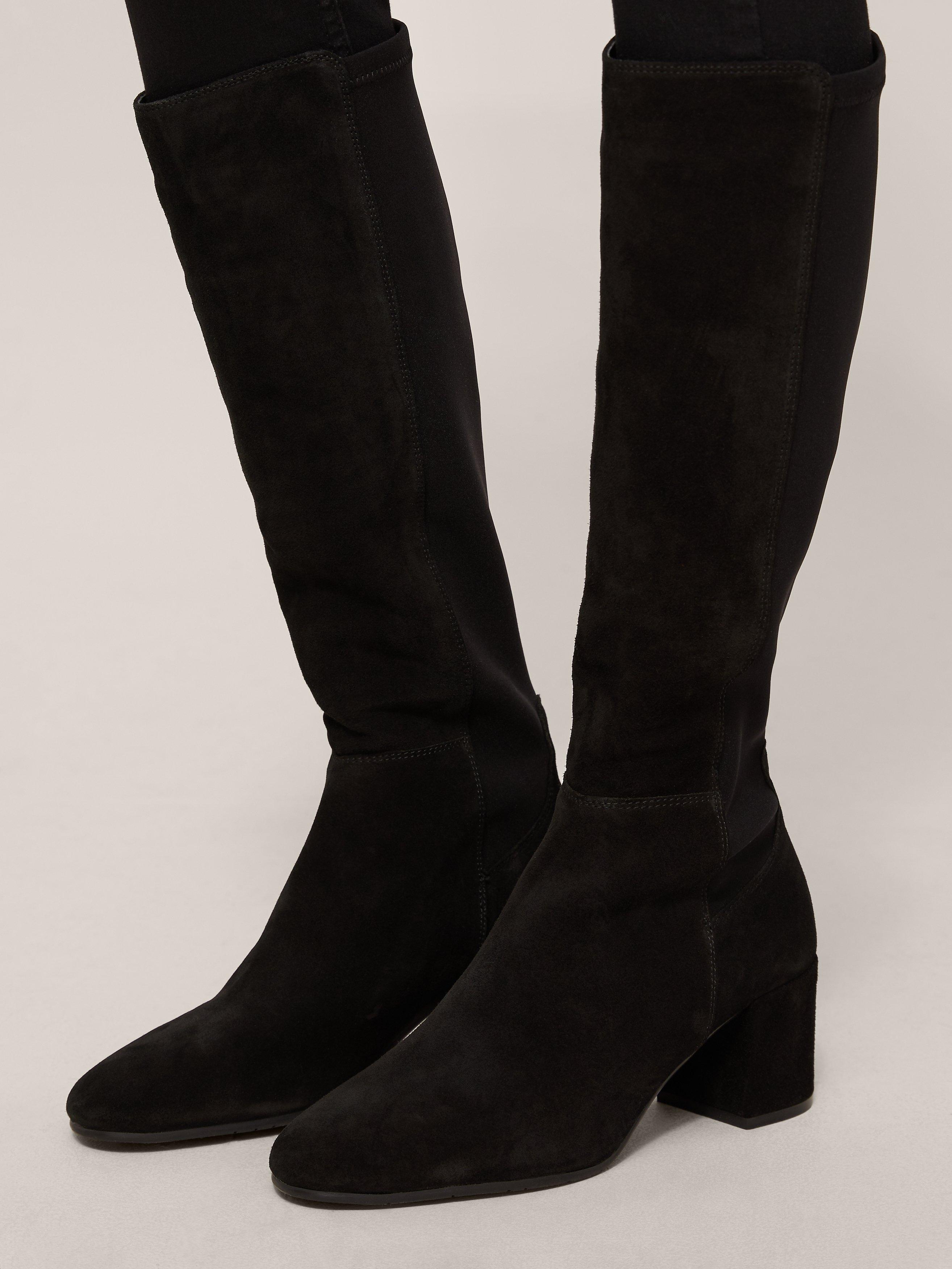 John Lewis Sadie Suede Knee High Boots Black