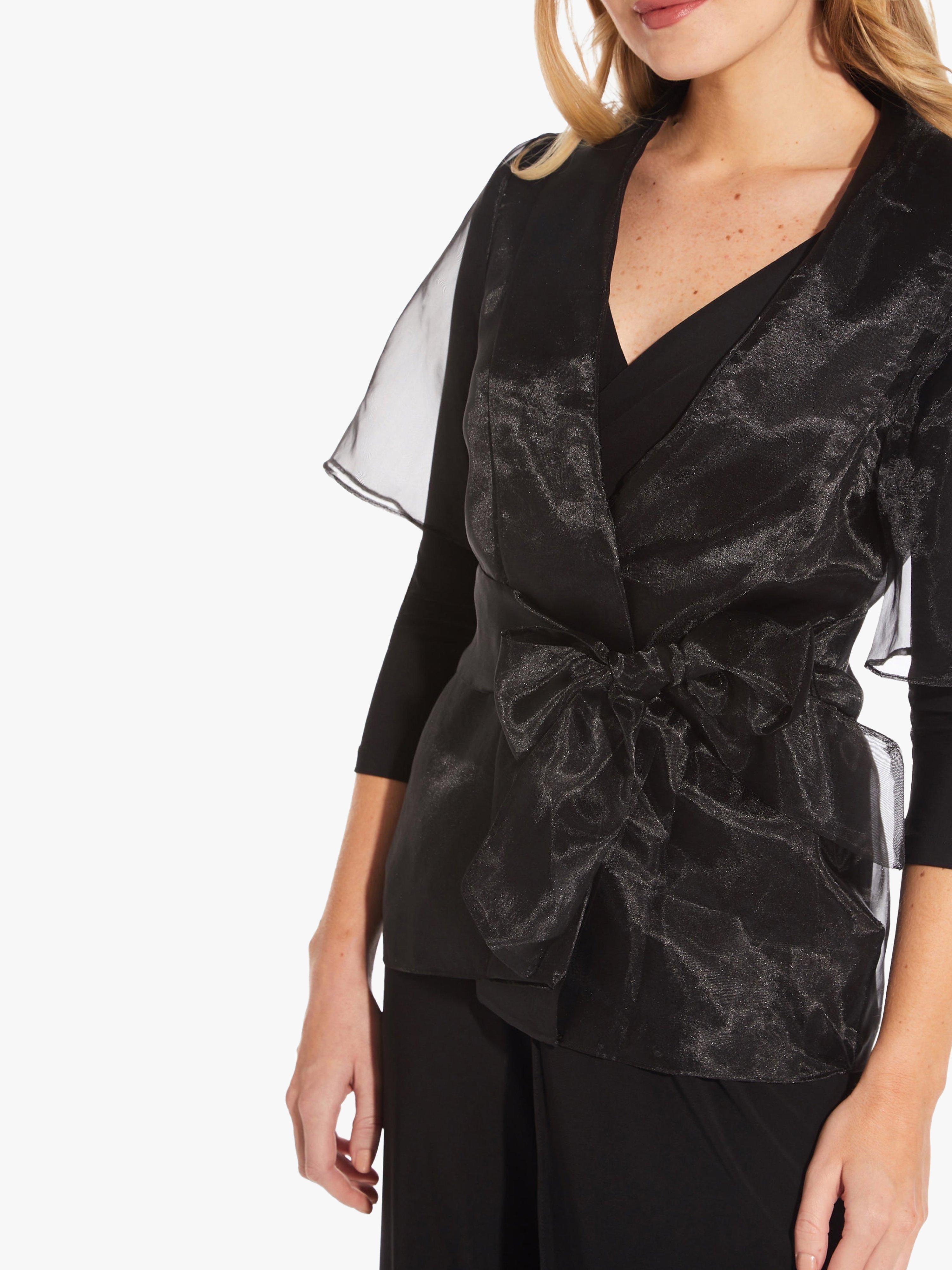 Product image 1 of 5, which shows Adrianna Papell Organza Cover Up, Black, S