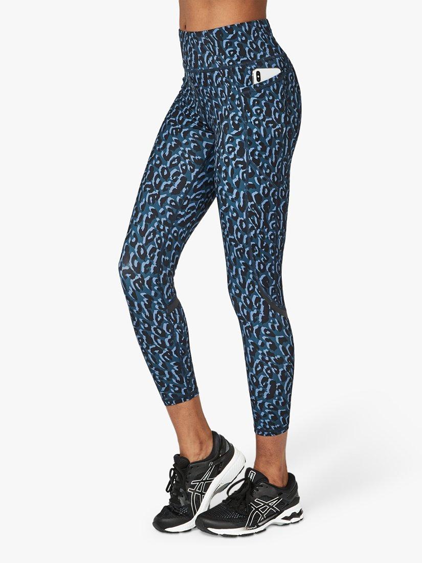 Sweaty Betty Zero Gravity 7 8 Running Leggings Blue Leopard Print