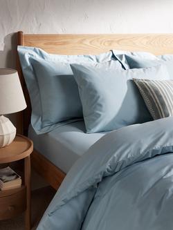 John Lewis Crisp & Fresh Egyptian Cotton Percale 200 Thread Count Fitted Sheet - view 2, Classic Duck Egg