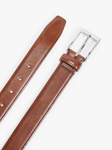 John Lewis Made in England 30mm Formal Leather Belt - view 2, Tan