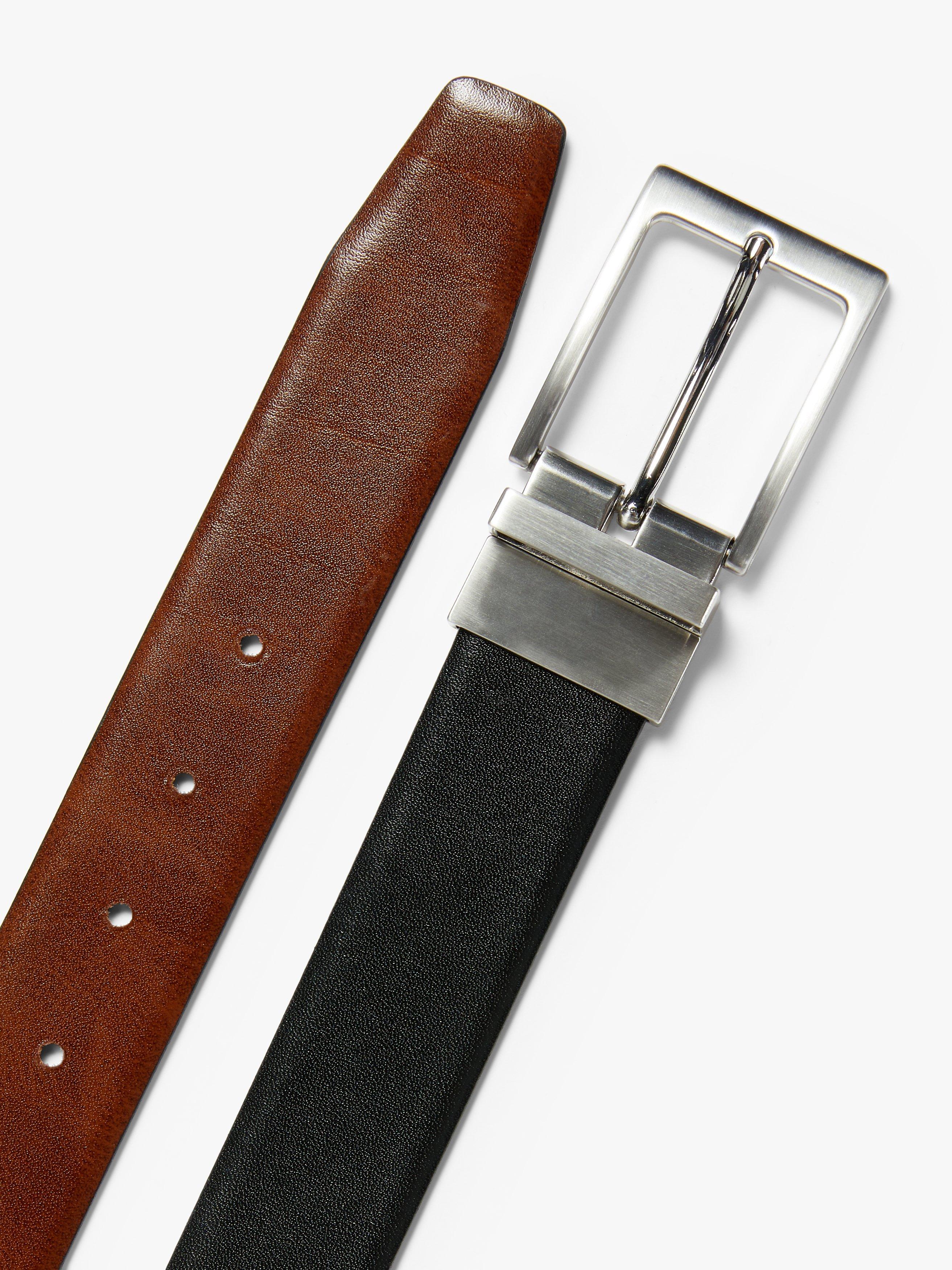 John Lewis Made in England 35mm Reversible Leather Belt Black Brown