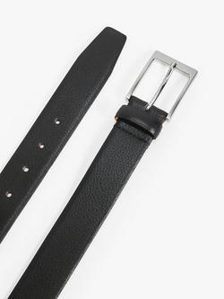 John Lewis Made in England 35mm Grain Leather Belt, Black - view 2, Black
