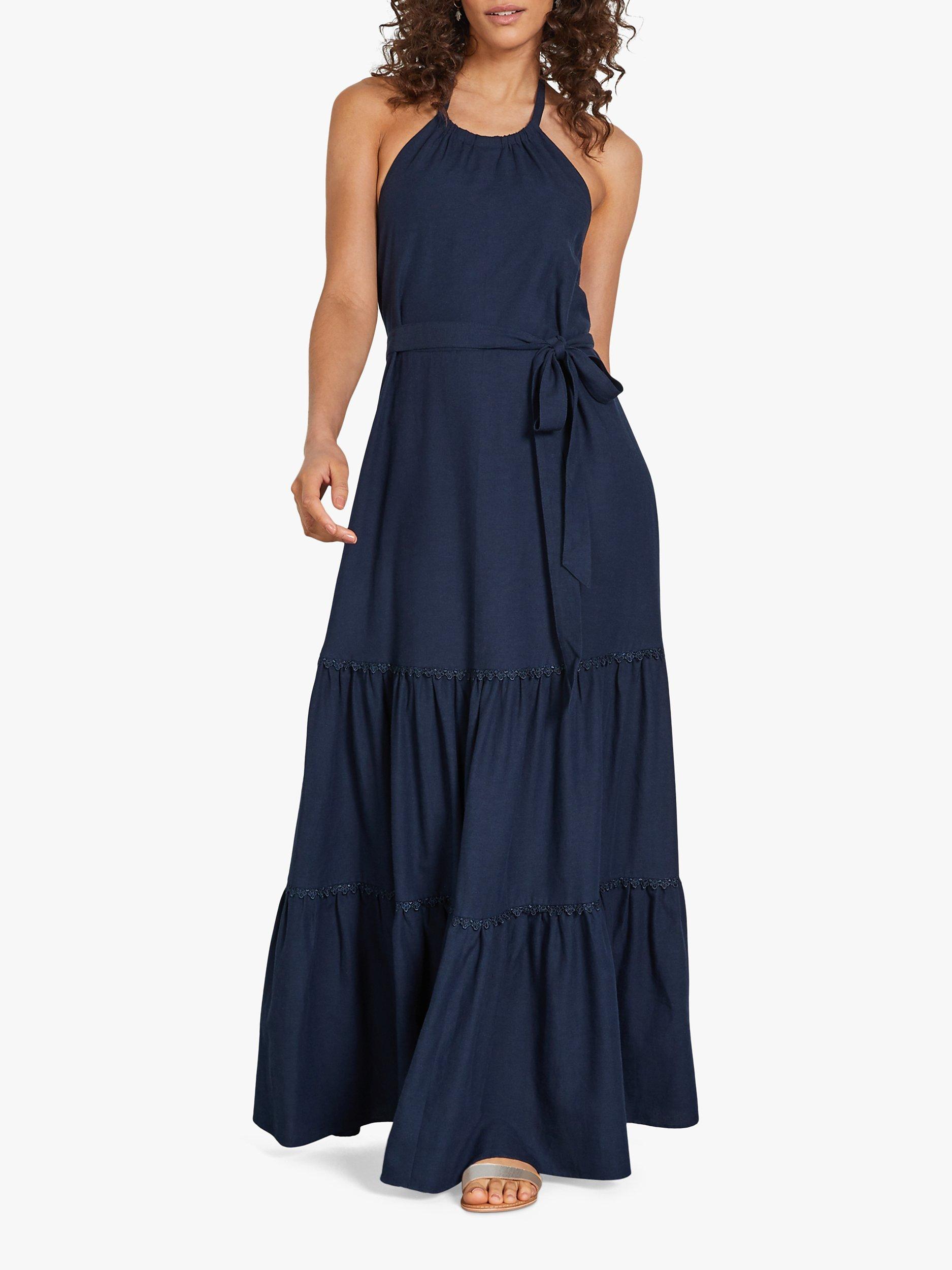HUSH Reena Halterneck Maxi Dress, Midnight Blue
