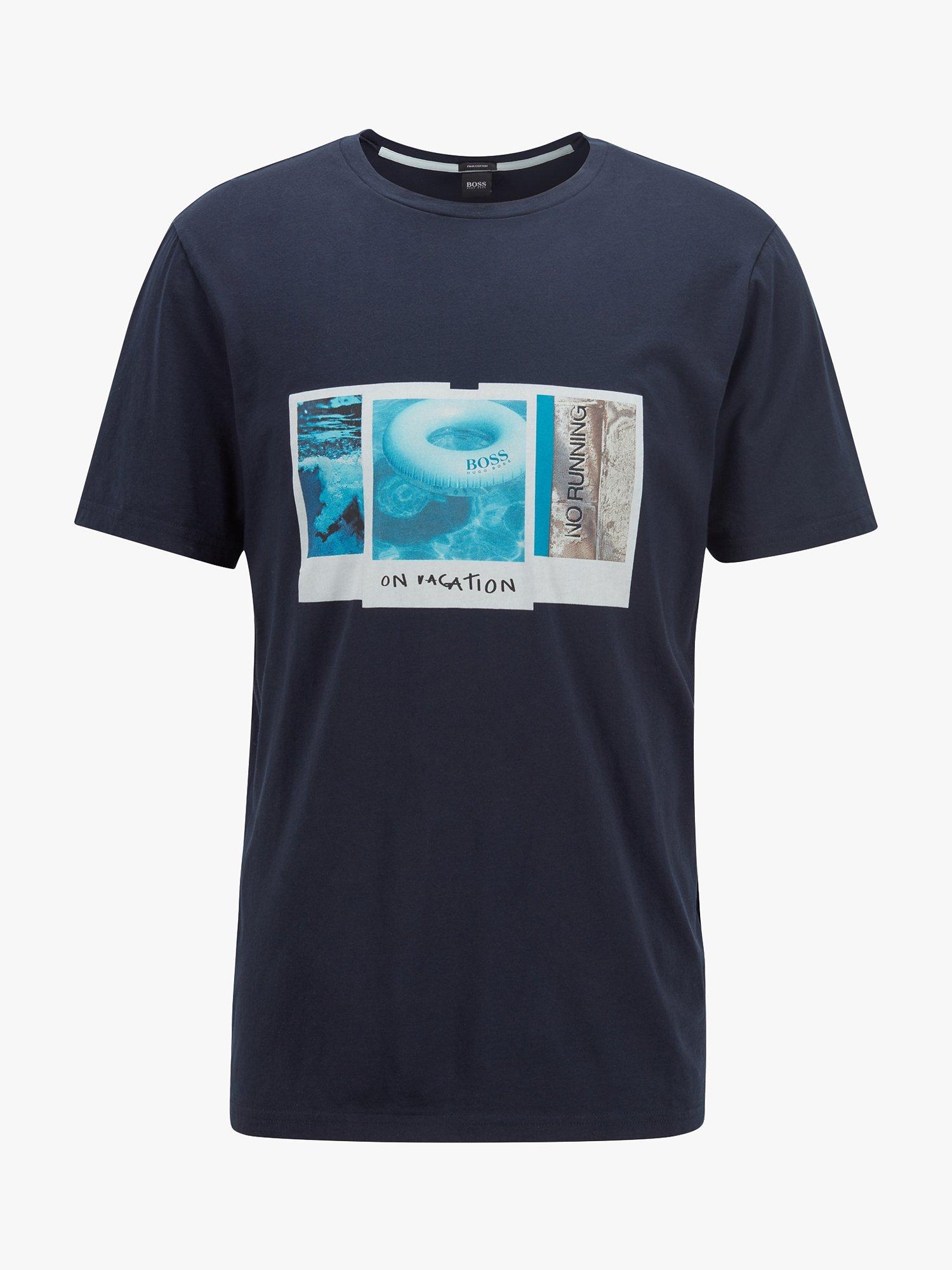 BOSS TMix On Vacation Graphic Cotton T-Shirt, Dark Blue, S