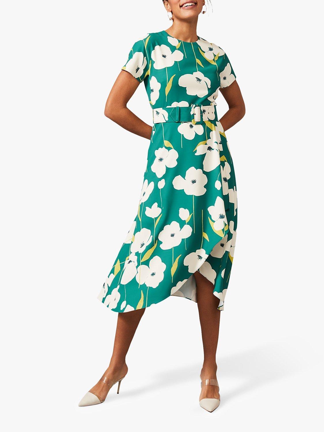 Phase Eight Lou-Poppy Midi Dress, Apple Green/Ivory