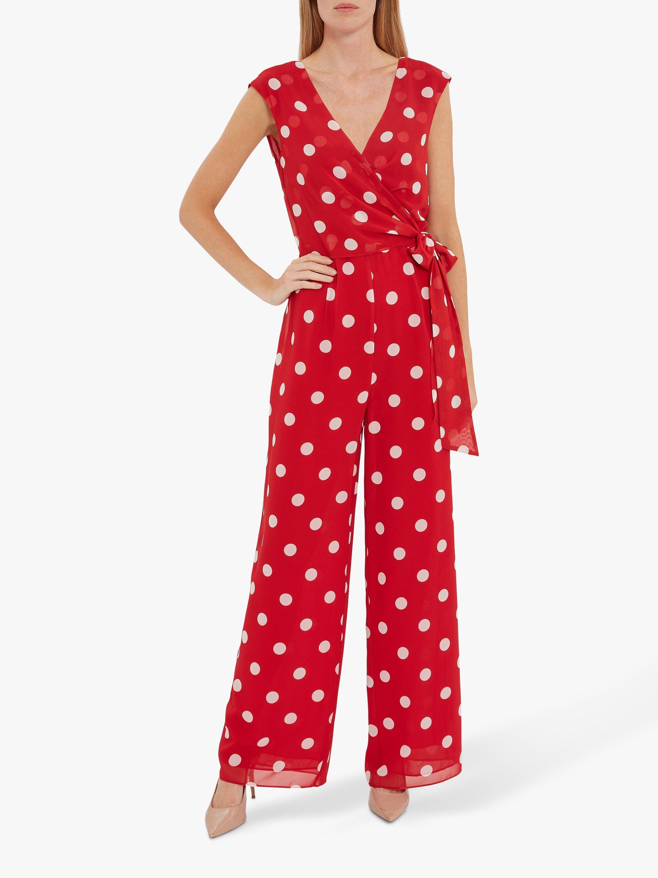 Gina Bacconi Marny Polka Dot Jumpsuit, Red/White, 18