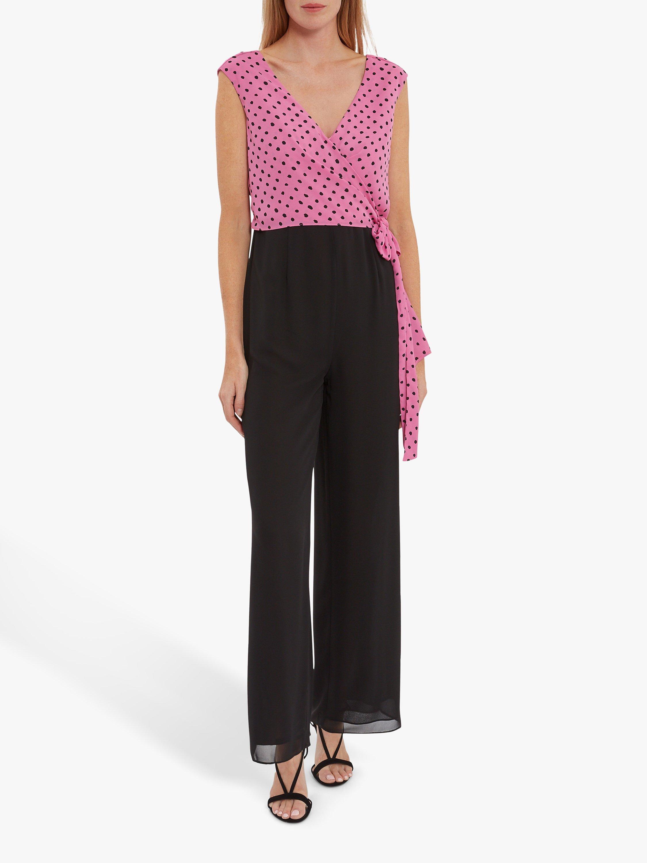 Gina Bacconi Milana Polka Dot Jumpsuit, Pink/Black