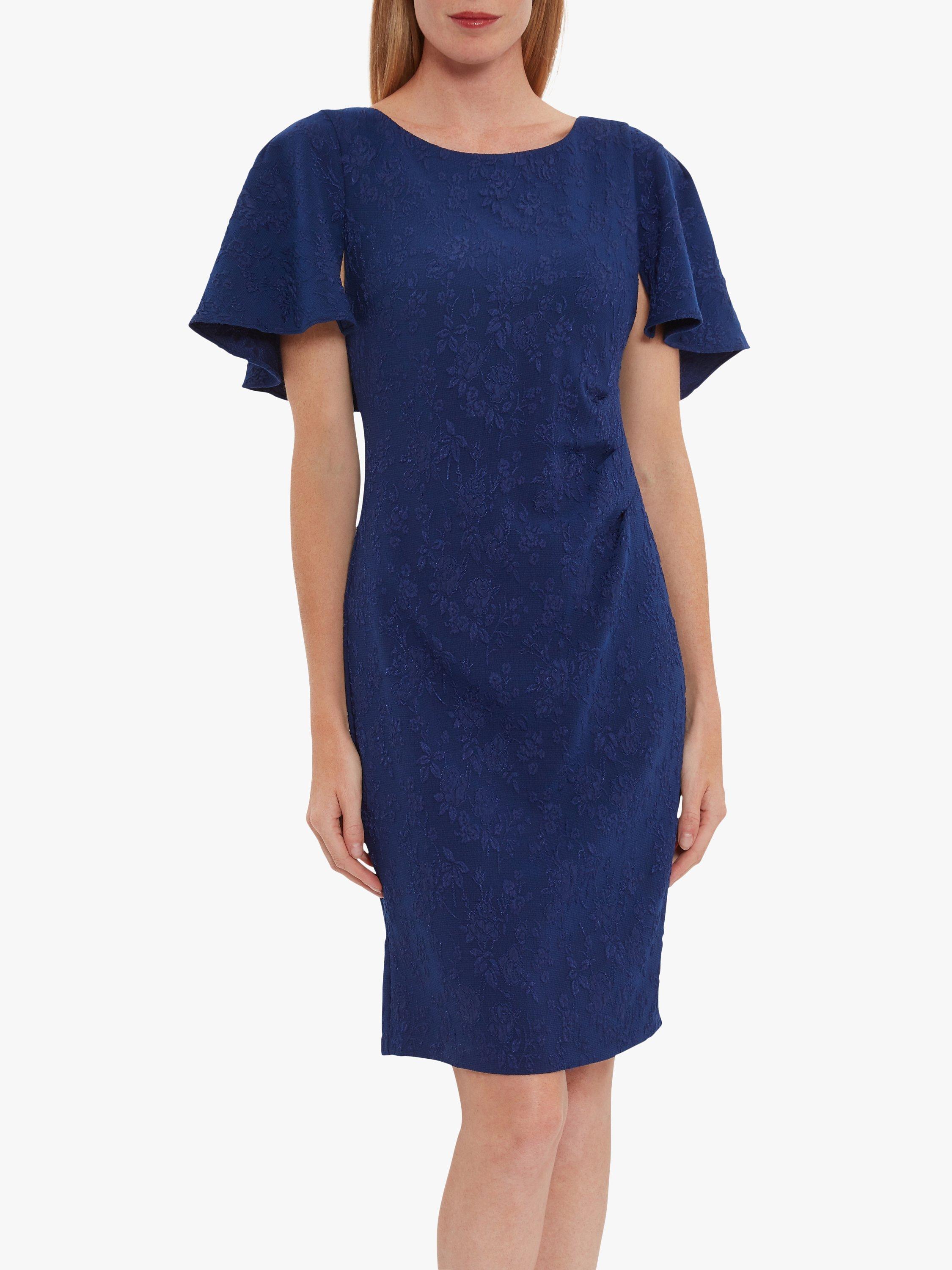 Gina Bacconi Sahar Floral Embroidered Mini Dress, Navy, 12