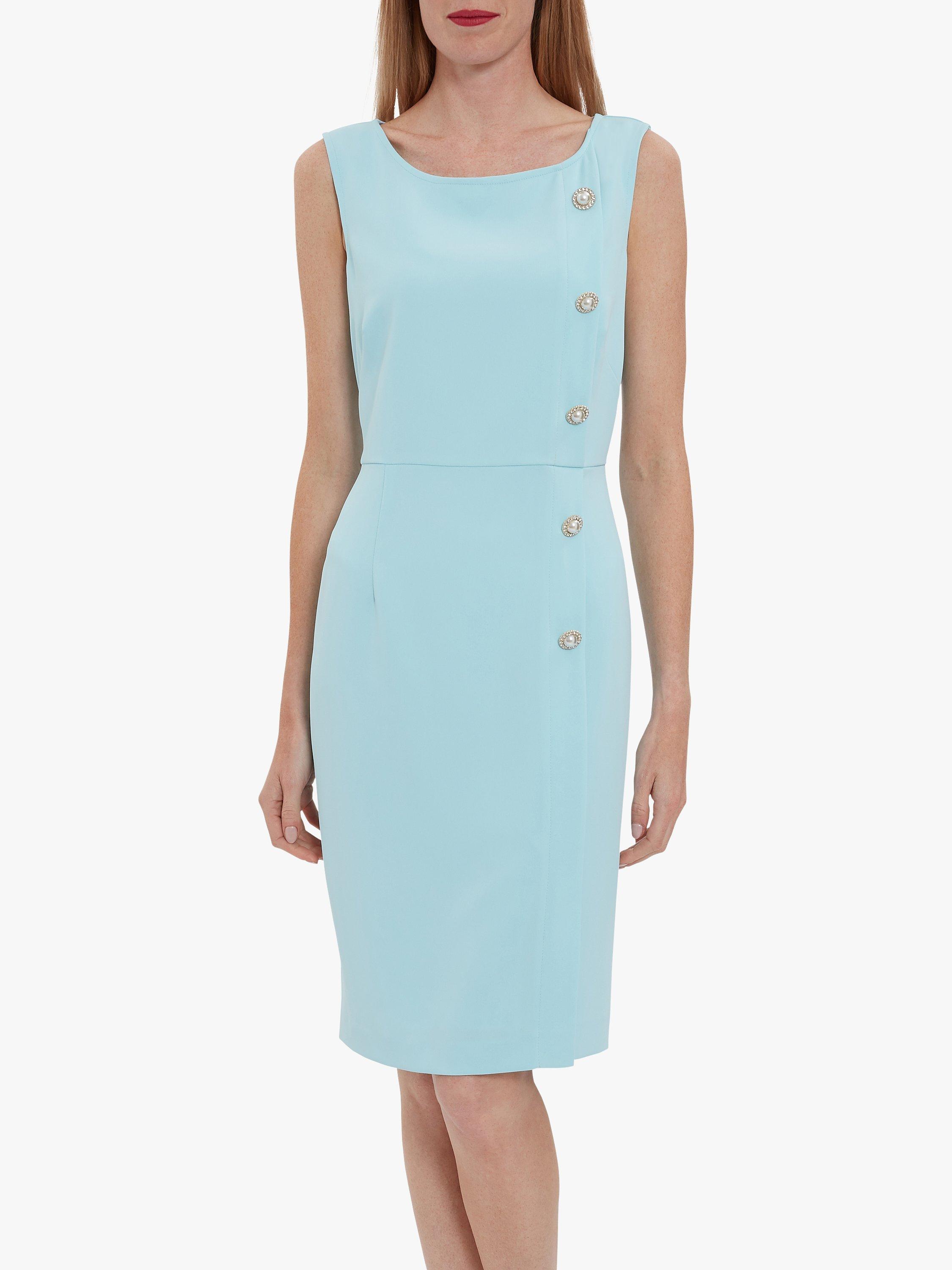 Gina Bacconi Mykia Button Midi Dress, Ice Blue, 18