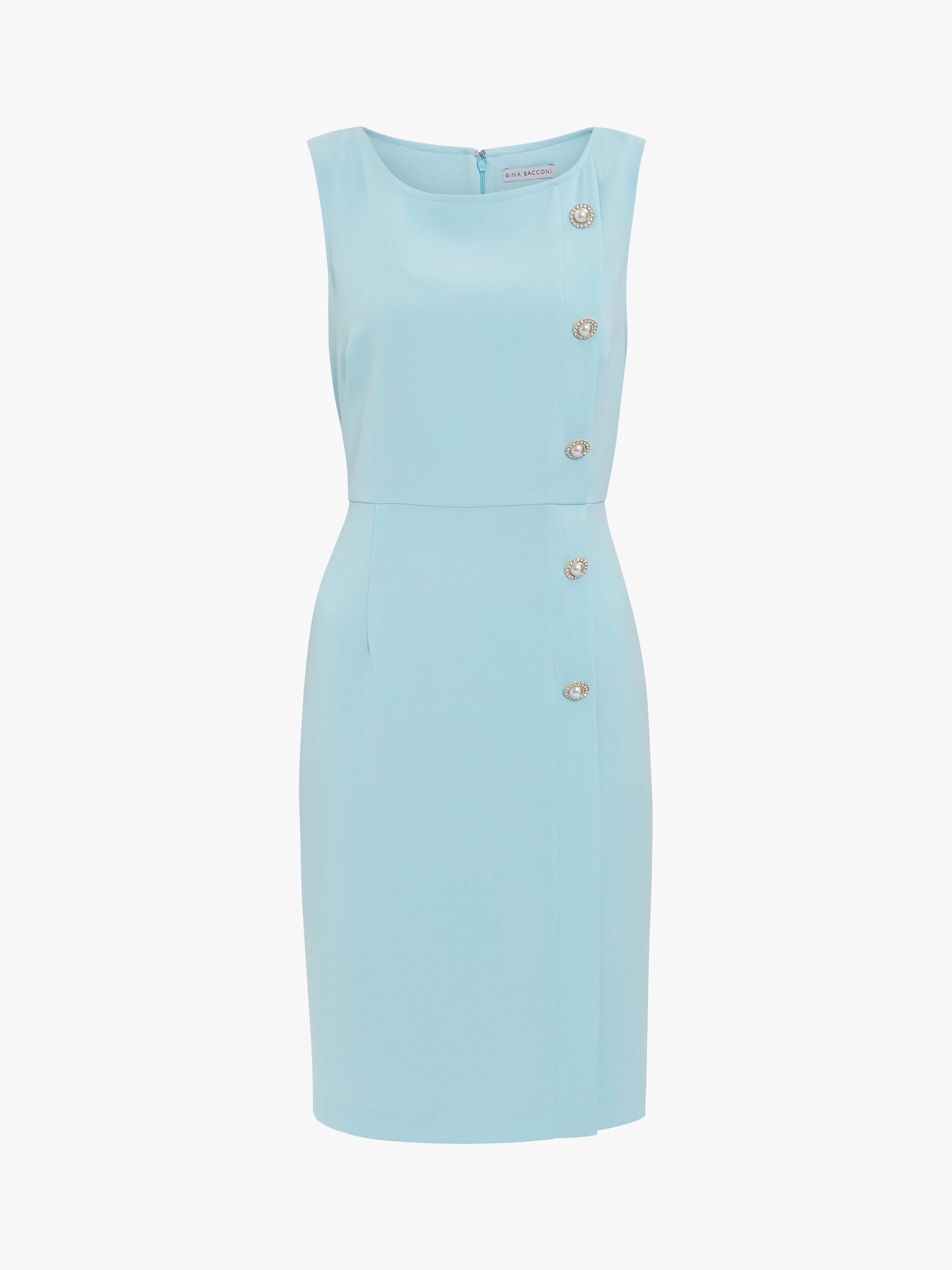 Gina Bacconi Mykia Button Midi Dress, Ice Blue, 18