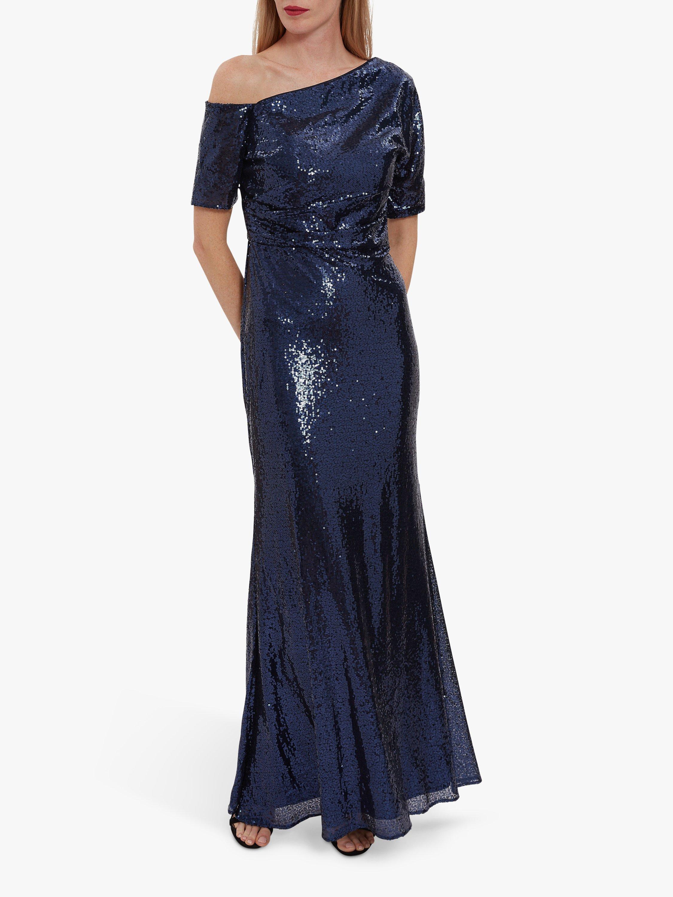 Gina Bacconi Erin Embellished Maxi Dress, Navy, 10
