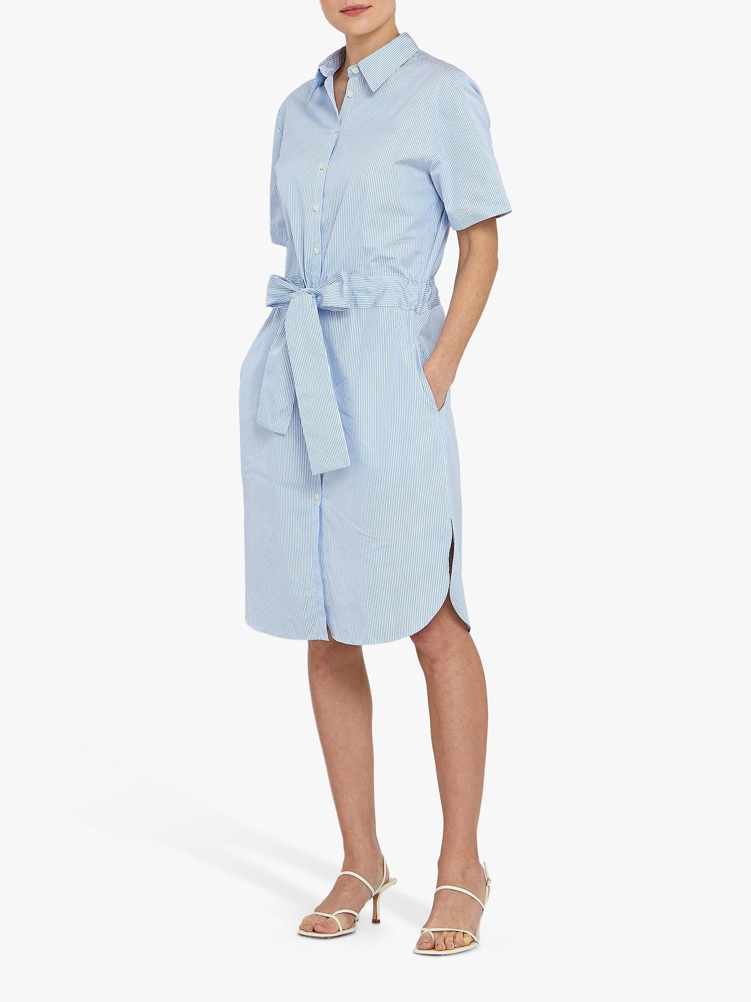 Helen McAlinden Beau Light Stripe Midi Dress, White/Blue