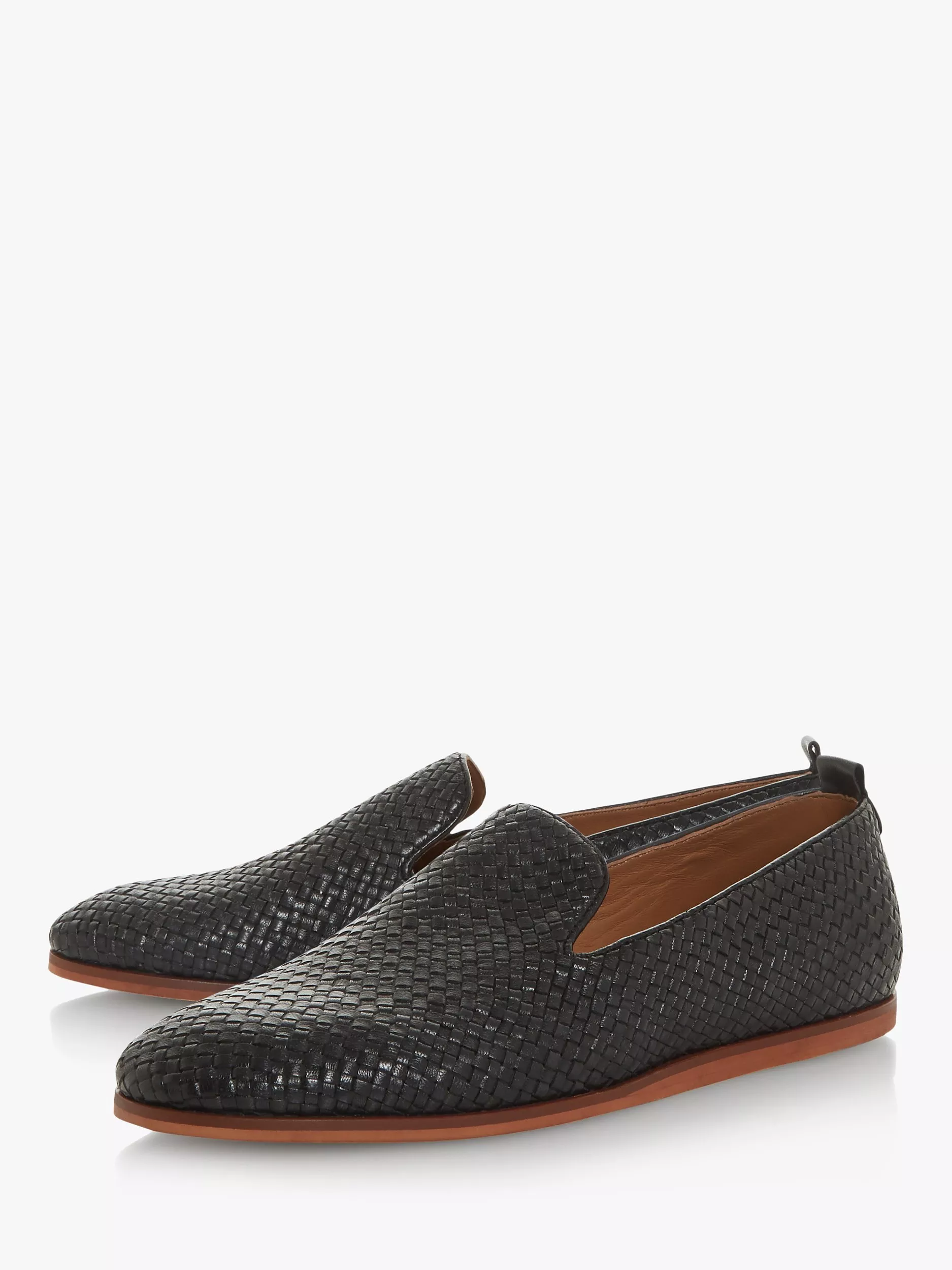 Bertie Bayron Woven Leather Slipper Loafers Black