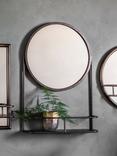 Gallery Direct Metal Frame Shelf & Round Wall Mirror, 63 x 40cm, Black