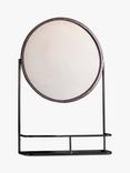 Gallery Direct Metal Frame Shelf & Round Wall Mirror, 63 x 40cm, Black