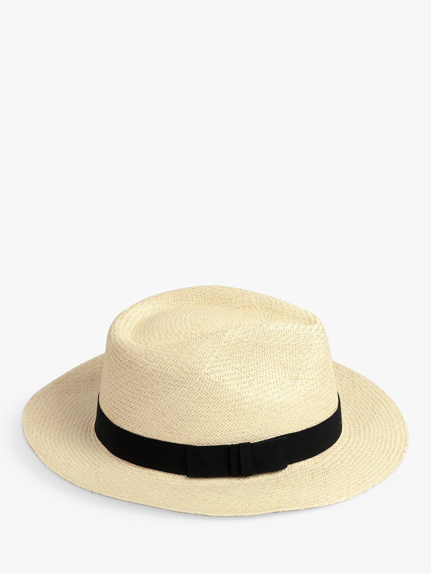 HUSH Ribbon Detail Panama Hat, Natural/Black