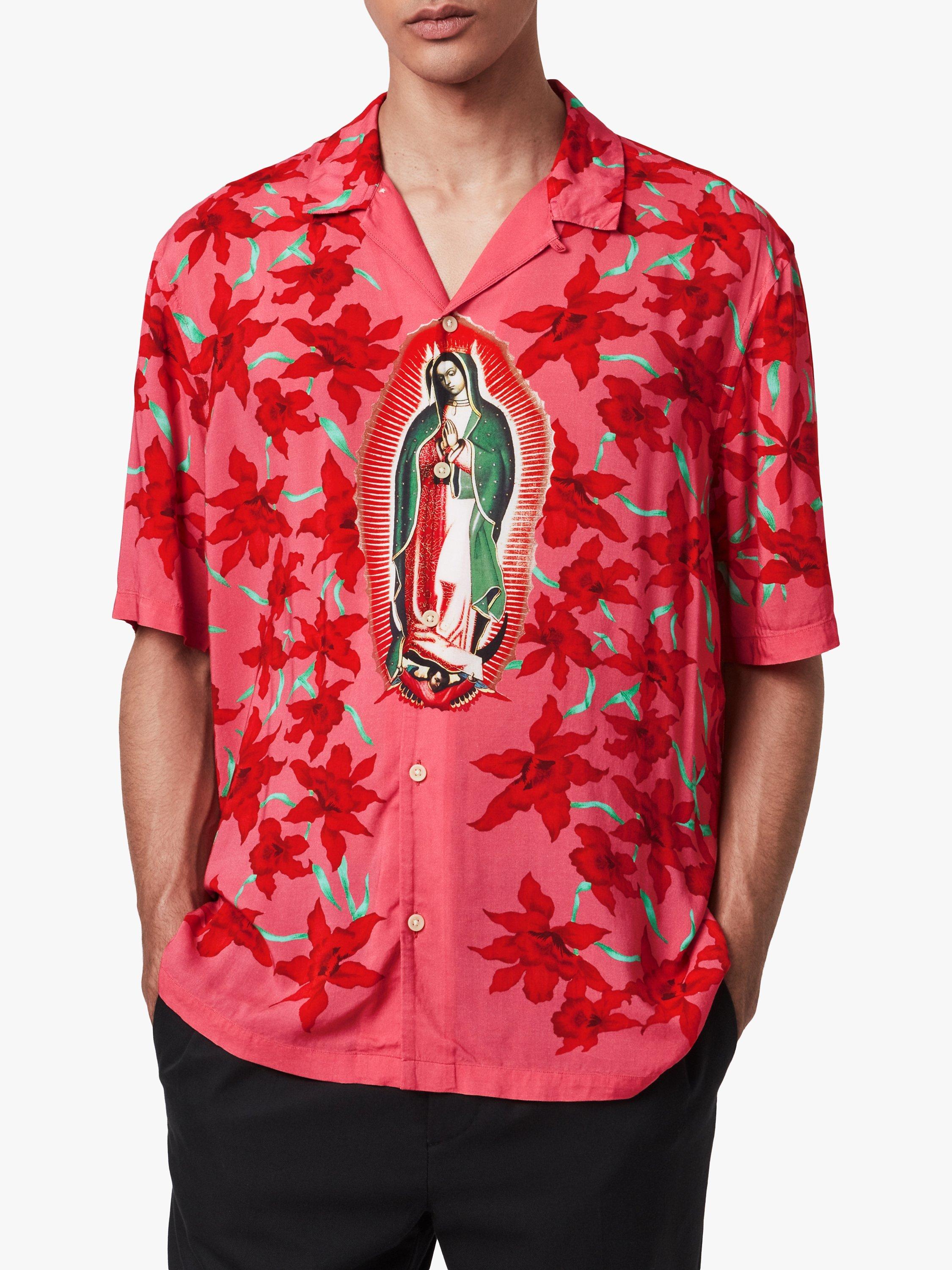 AllSaints Guadalupe Short Sleeve Shirt, Pink