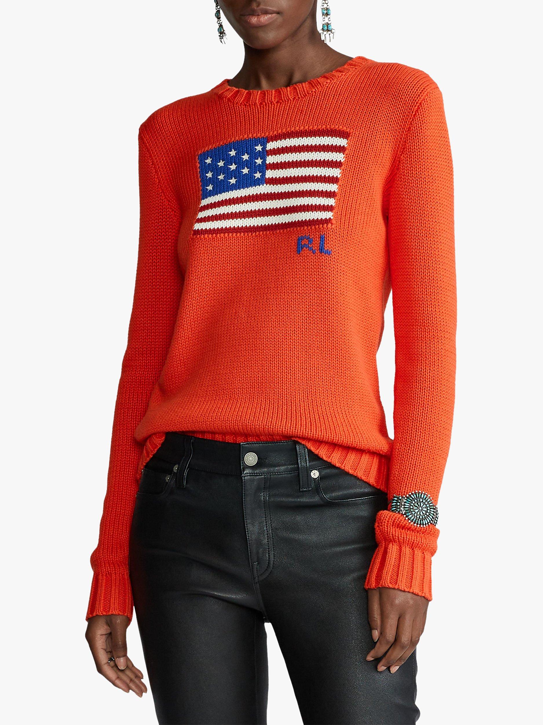 Polo Ralph Lauren Flag Cotton Jumper, African Red