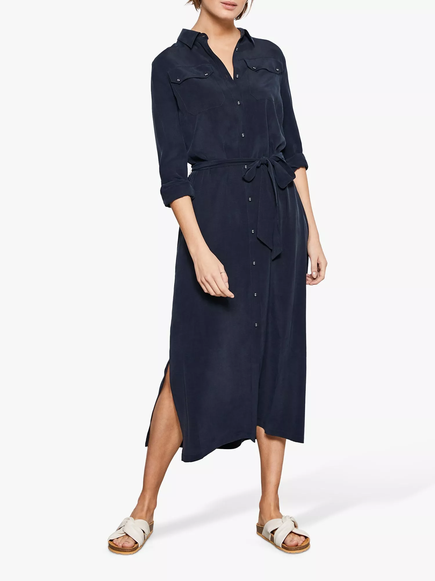 Belted Shirt Dress in Sconset Blue main image 1