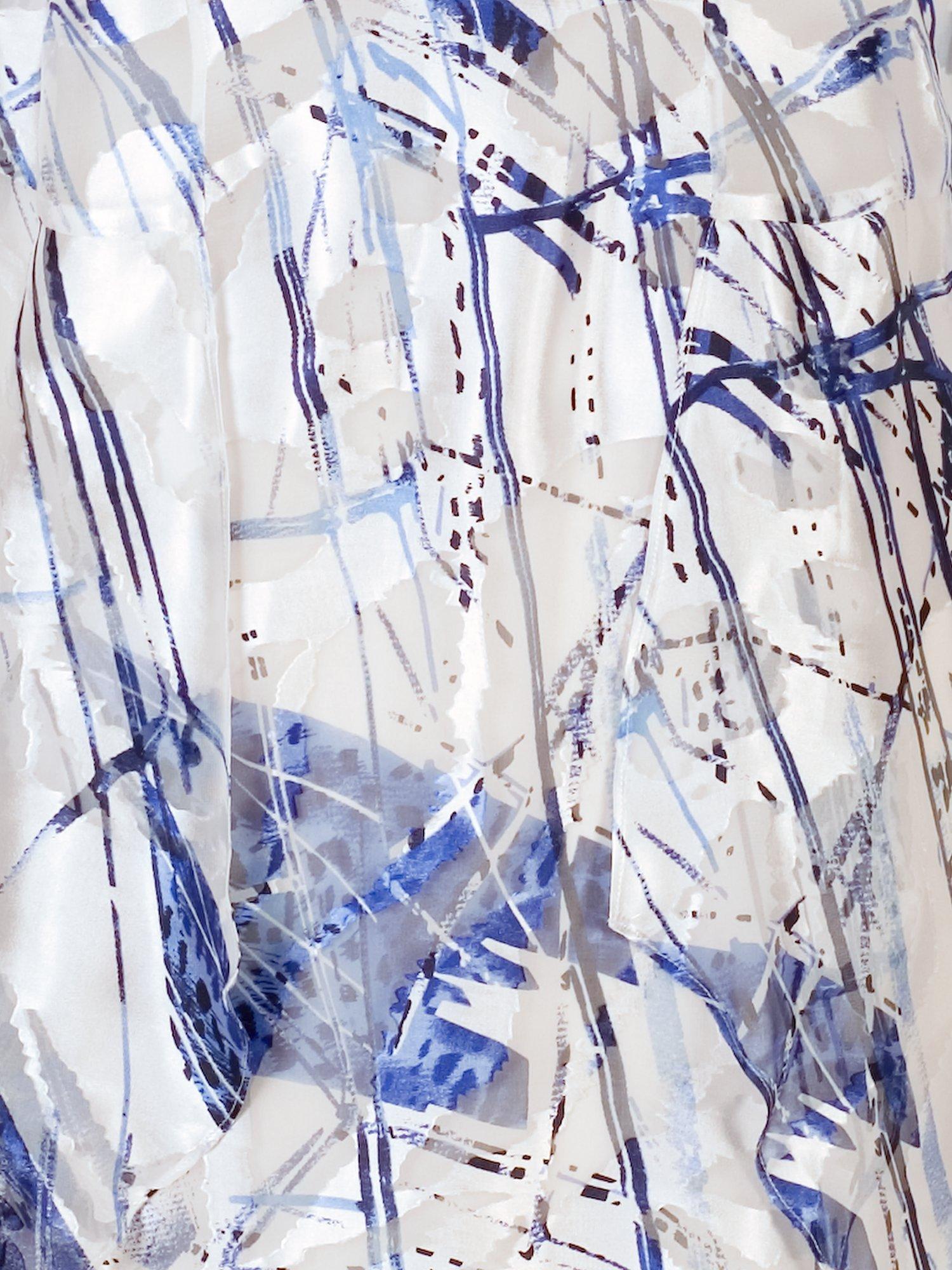 Product image 7 of 7, which shows chesca Satin Devoree Abstract Pixie Hem Coat, White/Cobalt, 24