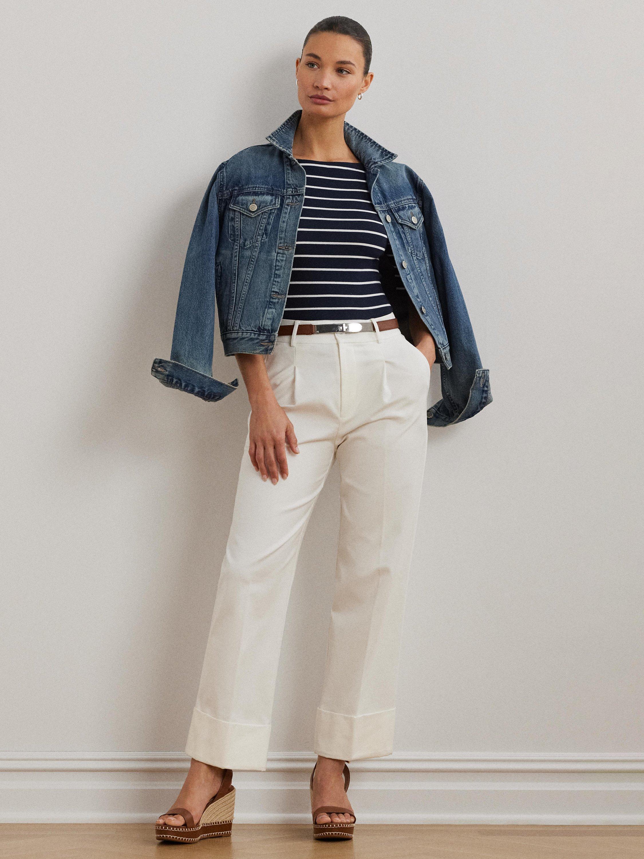 Product image 4 of 5, which shows Lauren Ralph Lauren Judy Boat Neck Top, Lauren Navy/White, XXS