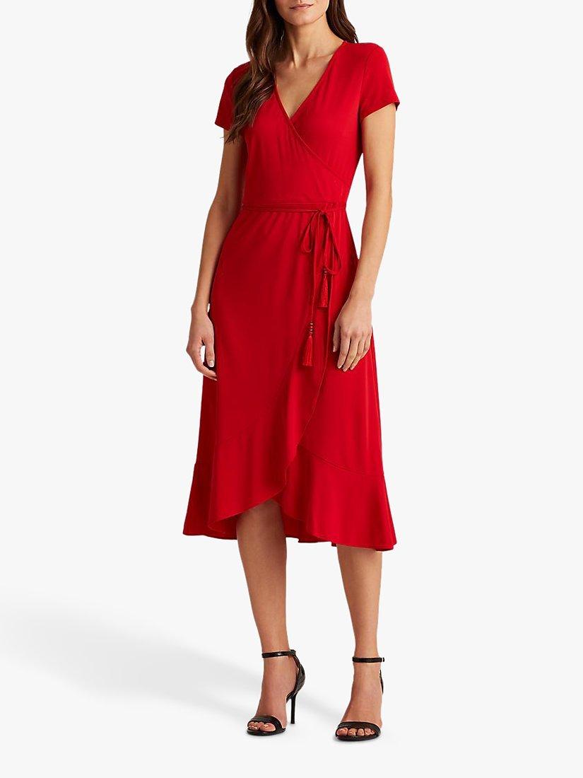 Lauren Ralph Lauren Entiama Tie Belt Casual Dress, Orient Red