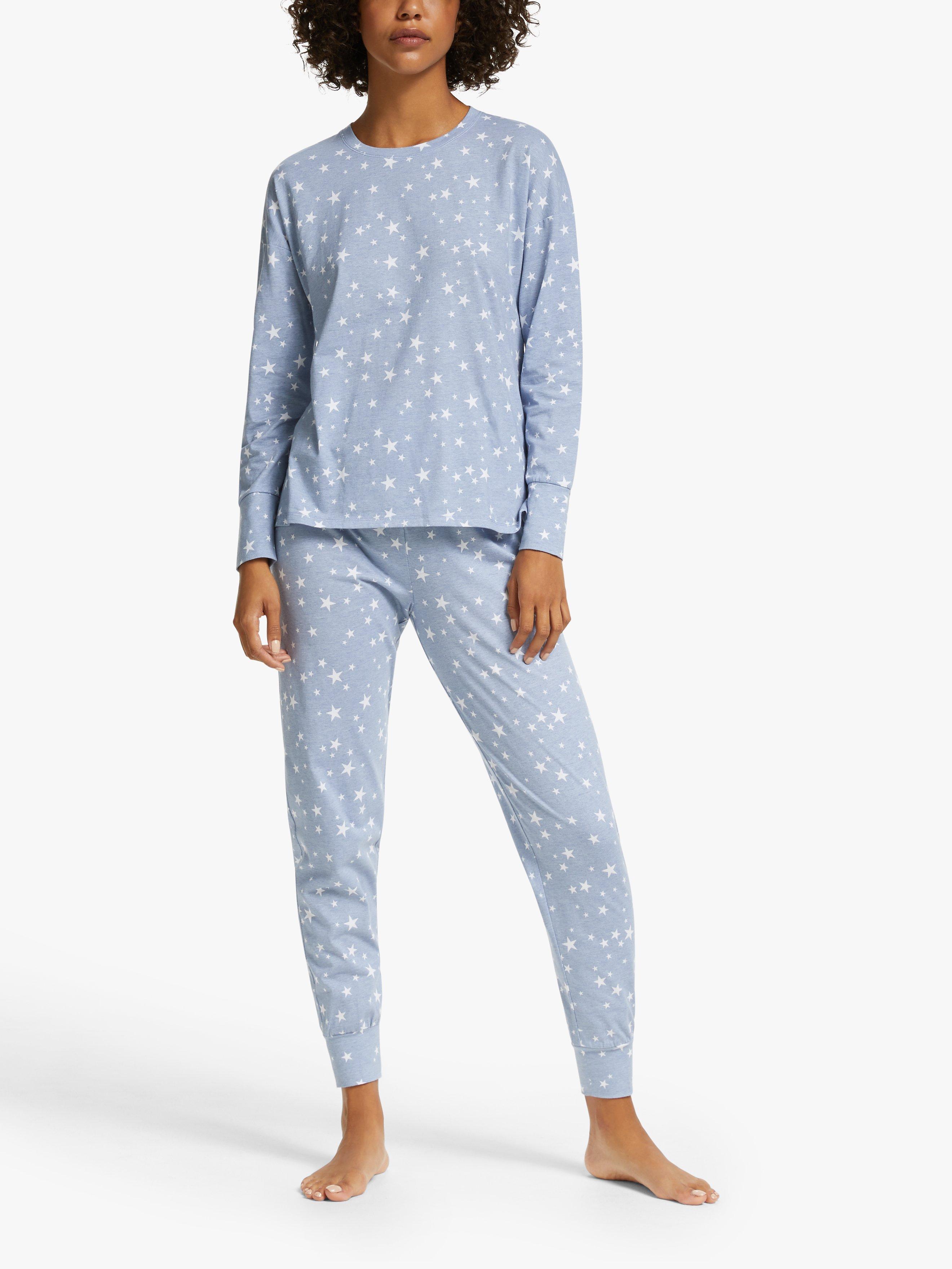 John Lewis Osca Star Step Hem Cotton Pyjama Set, Blue