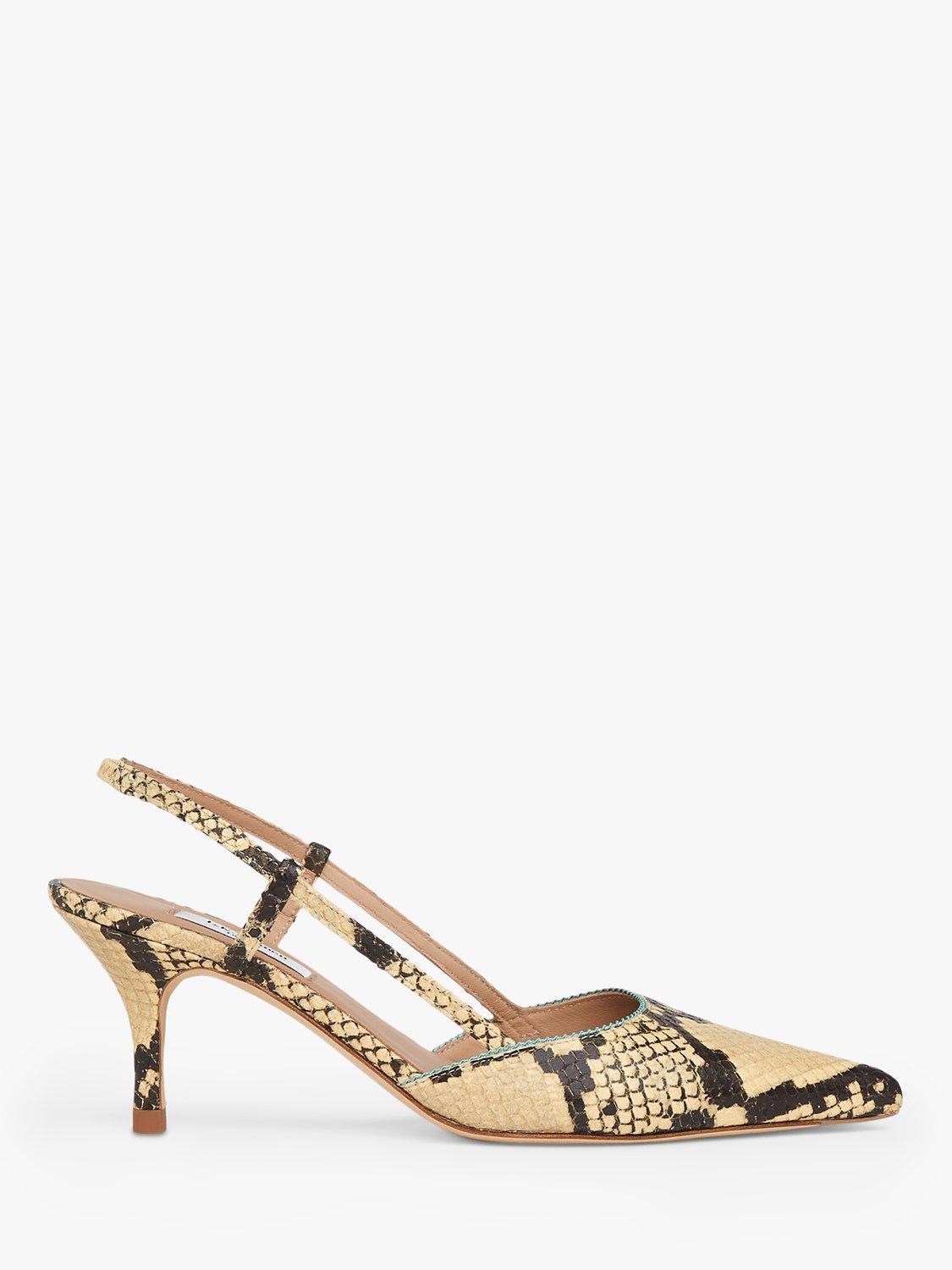 L.K.Bennett Henley Snake Print Slingback Court Shoes, Yellow