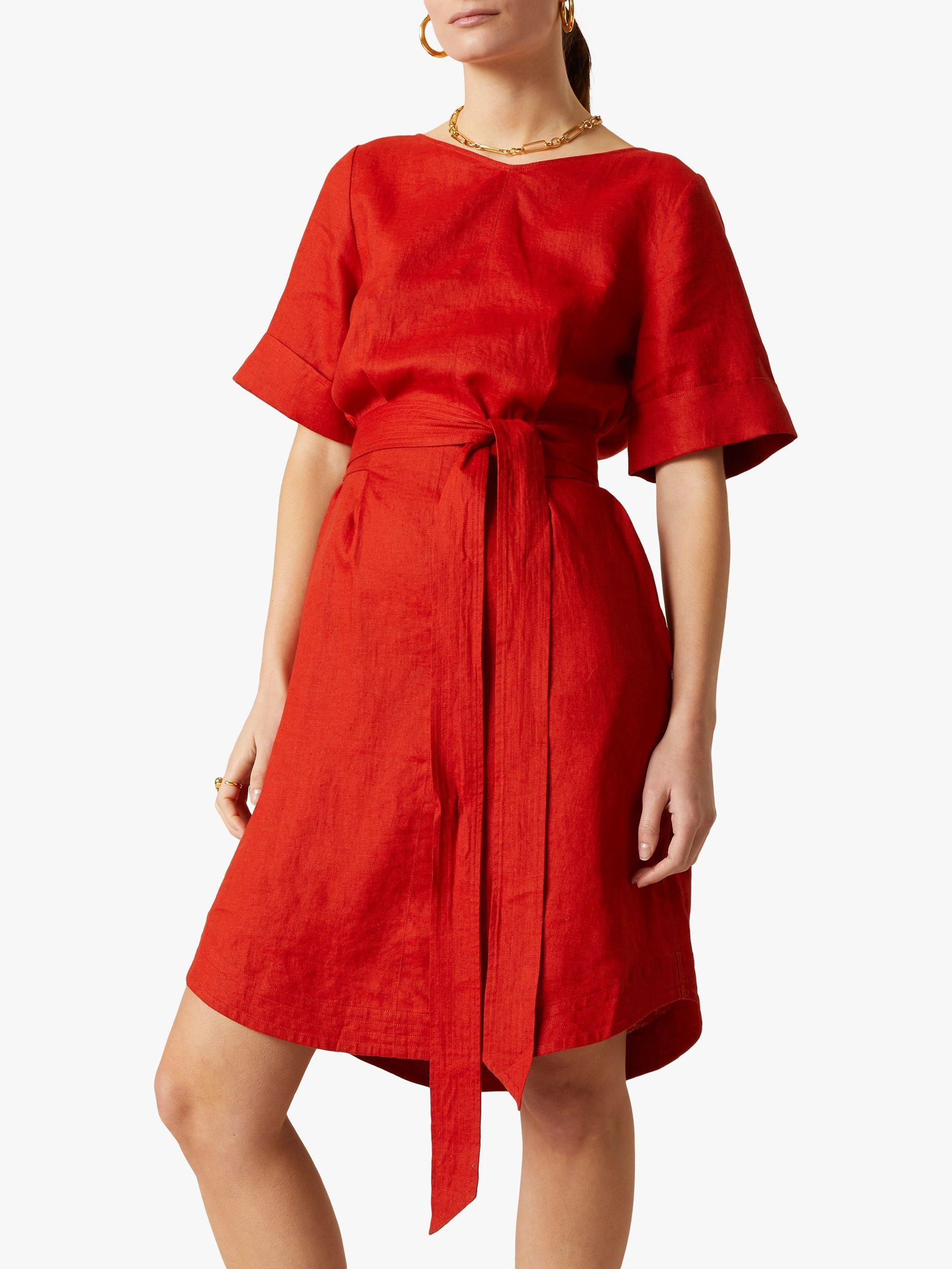 Jigsaw Linen Belted Dress, Paprika