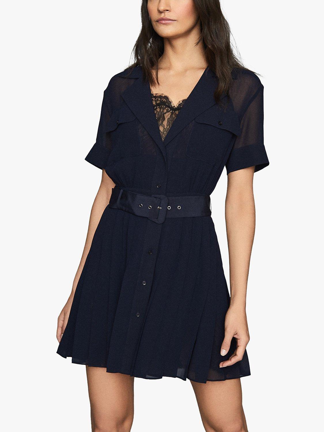 Reiss Fiona Lace Trim Utility Dress Navy