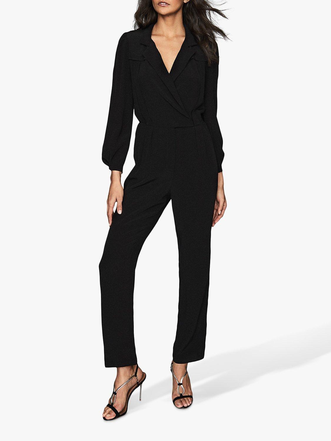Reiss Selena Long Sleeve Utility Jumpsuit Black